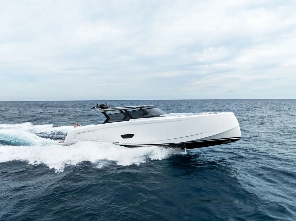 Aerial of a VanDutch underway in South Florida