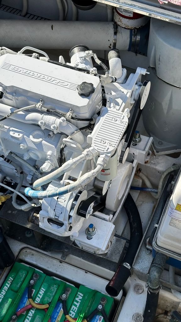 A brand new engine fitted in an older boat