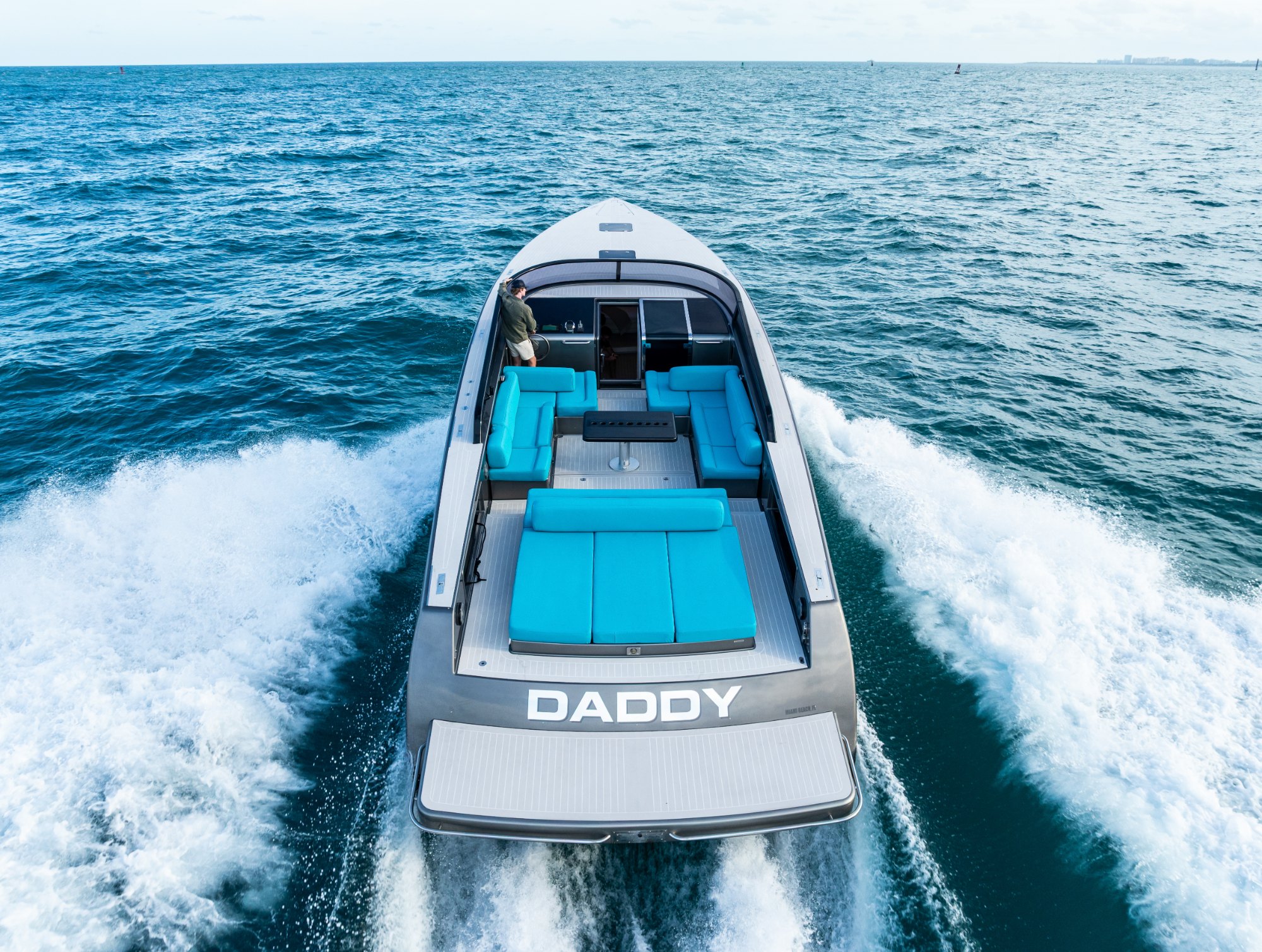 A European built VanDutch 55 running off South Florida, the kind of imported hull US tariffs on boats apply to