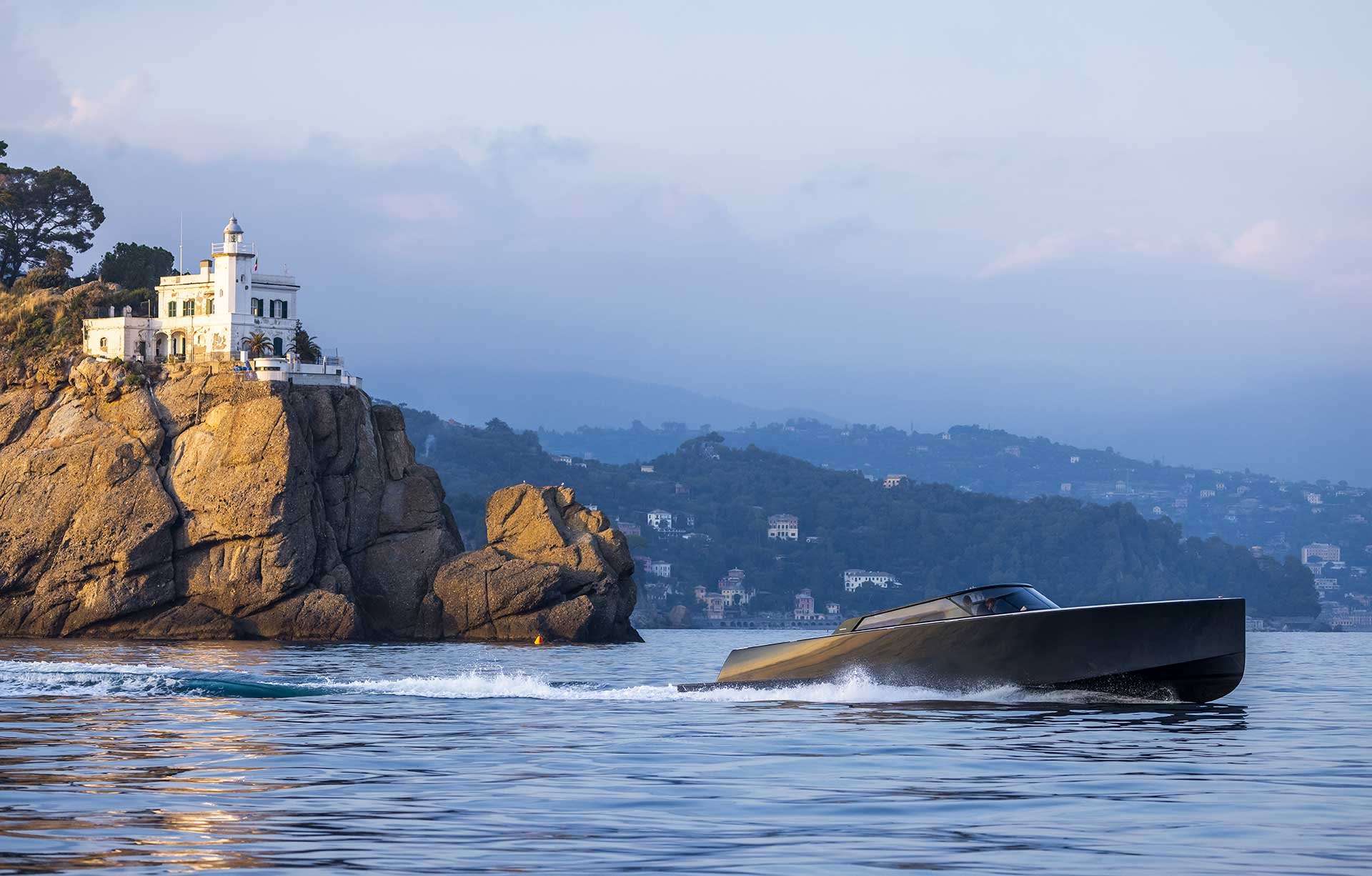 A VanDutch 48 running along the Italian coast.
